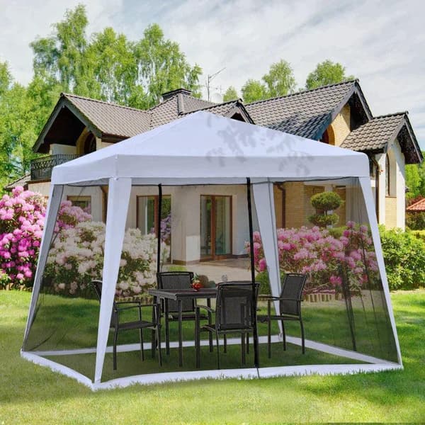 Rootz Gazebo - Havepavillon - Marquee Partytelt - Telt med myggenet - Vejrbestandig - Metal + Polyester - Grå - 3 x 3 m