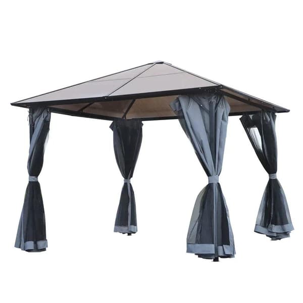 Rootz Gazebo - Puutarhapaviljonki - Juhlateltta sivupaneeleilla - PC Katto - Alumiini - Tummanharmaa - 300L x 400W x 265K cm