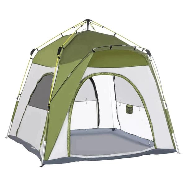 Rootz-tält - Pop Up-tält - Campingtält - Automatiskt tält - 4-personers campingtält - Väderbeständigt - Grön/Grå - 195cm x 240cm x 240cm