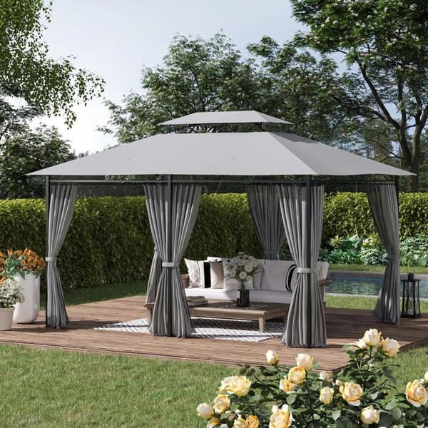 Rootz Gazebo - Dobbelt baldakin Gazebo - Luksuriøs pavillon - Mørkegrå - 3 x 4 x 2,65 m