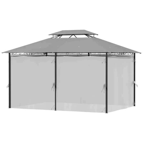 Rootz Gazebo - Dobbelt baldakin Gazebo - Luksuriøs pavillon - Mørkegrå - 3 x 4 x 2,65 m