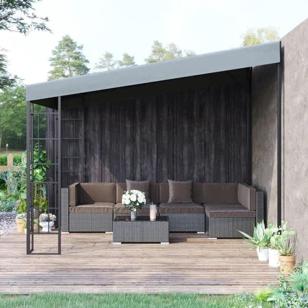 Rootz Pergola - Huvimaja - Paviljonki - Katosteltta - Metalli/polyesteri - Harmaa - 3,98 L x 2,98 L x 2,5 K m
