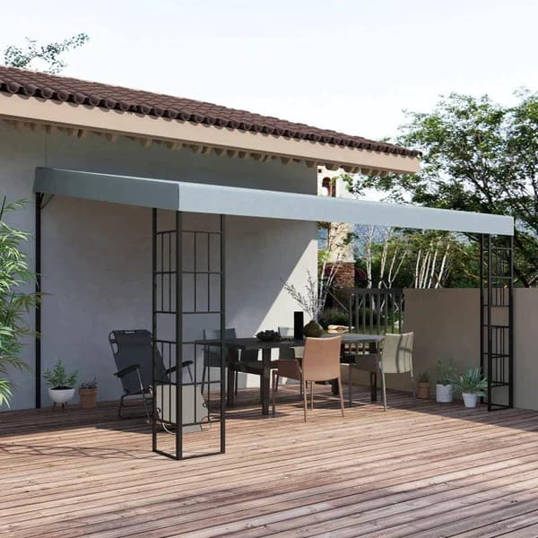 Rootz Pergola - Huvimaja - Paviljonki - Katosteltta - Metalli/polyesteri - Harmaa - 3,98 L x 2,98 L x 2,5 K m