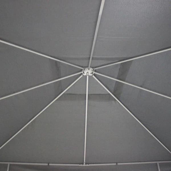 Rootz Gazebo - Juhlateltta - Puutarhahuvimaja - Juhlahuvimaja - Tuuletusaukolla - Teräs/polyesteri - Harmaa - 3 x 3 x 2,5 m
