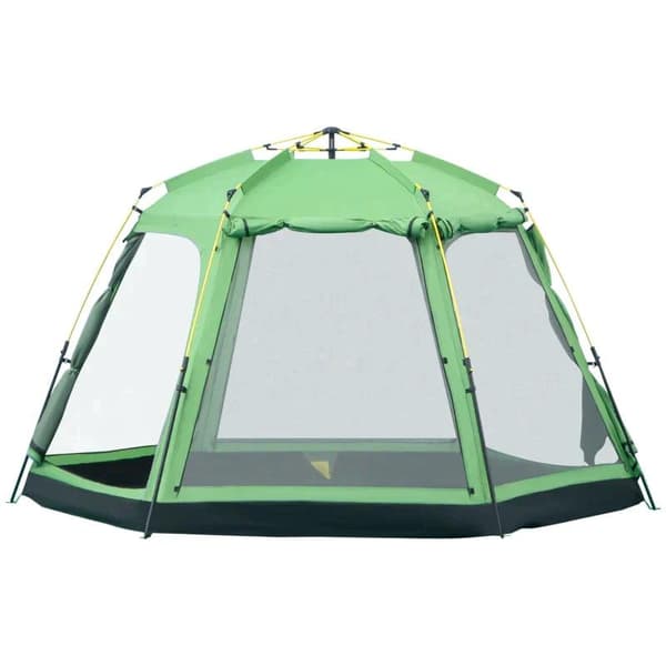 Rootz Telt - 6 Person Telt - Pop Up Camping Telt - Camping Telt - 2-lags Design Backpacking Telt - Med 4 Vinduer 2 Døre - Grøn - 320 x 320 x 180 cm