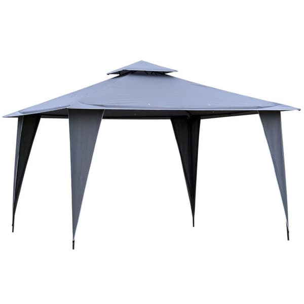 Rootz Gazebo - Festtelt med dobbelttag - Marquee Gazebo - Metal - Polyester - Grå - 3,45 x 3,45 x 2,68 m