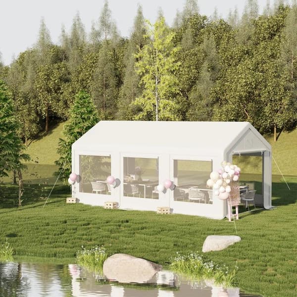 Rootz Festtelt - Gazebo - Havepavillon - Marquee Gazebo - Udendørs Festpavillon - Døre Vinduer - Hvid - 6L x 3W x 2,8H m
