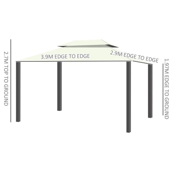 Rootz Garden Gazebo - Ulkohuvimaja - Puutarhapaviljonki - Paviljonki - Kermanvalkoinen - 3,9 x 2,9 x 2,7 m