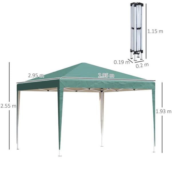 Rootz Gazebo - Pop-up Gazebo - Havepavillon - Sammenfoldeligt festtelt - Havetelt - UV-beskyttelse - Stål + Oxford - Grøn - 2,95 x 2,95 m