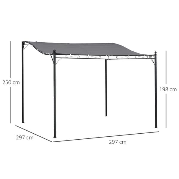 Rootz Gazebo - Pergola Gazebo - Gazebo Canopy-tält - Metall - Polyester - Grå - 297x297cm