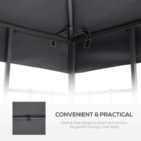 Rootz Gazebo -vaihtokatto - Vaihtokatos - Kaksikerroksinen katos - Paviljonkikatto - Metalli - Syvänharmaa - 300cm x 300co