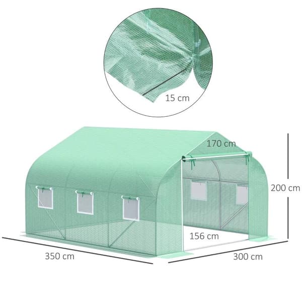 Rootz Buet Tag - Folie Drivhus - Tomat Drivhus - Kold Ramme Plantehus - Gavltag- 350 × 300w × 200h Cm
