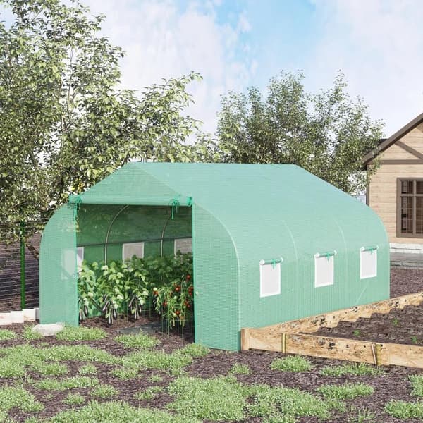 Rootz välvt tak - Folieväxthus - Tomatväxthus - Kallstomme Planthus - Sadeltak- 350 × 300w × 200h Cm