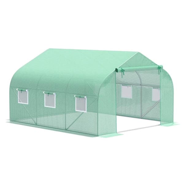 Rootz Buet Tag - Folie Drivhus - Tomat Drivhus - Kold Ramme Plantehus - Gavltag- 350 × 300w × 200h Cm