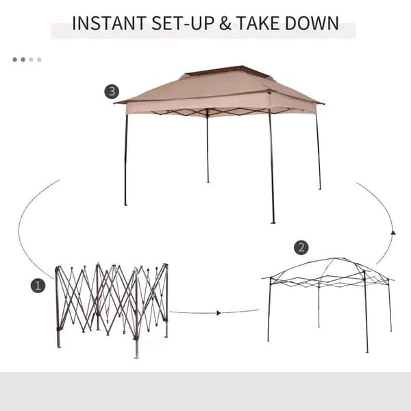 Rootz Gazebo - Fällbart lusthus - Sidoväggar - Festtält - Transportväska - Khaki/Brun - 3,25 X 3,25 X 2,65 M