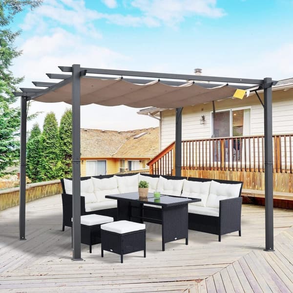 Rootz Pergola Pavilion - Bruin - Alumiini, Polyesteri - 118,11 cm x 118,11 cm x 87,79 cm