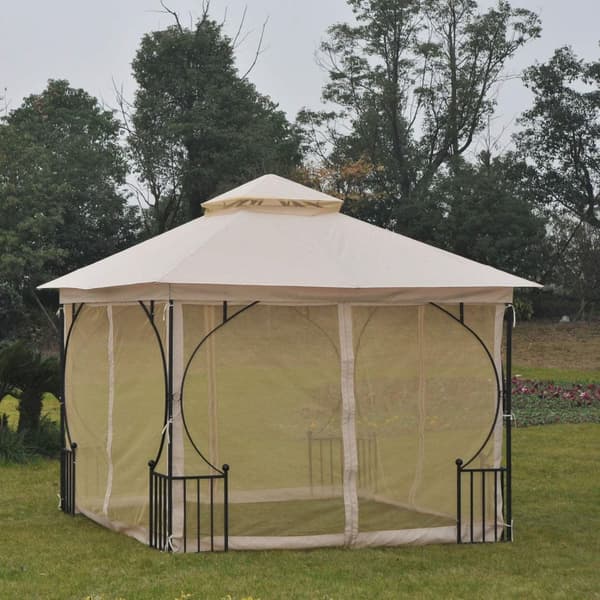 Rootz Castile Garden Gazebo - Svart, Brun - Metall, Polyester - 118,11 cm x 118,11 cm x 108,27 cm