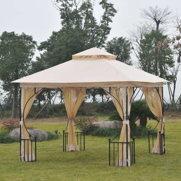 Rootz Castile Garden Gazebo - Svart, Brun - Metall, Polyester - 118,11 cm x 118,11 cm x 108,27 cm