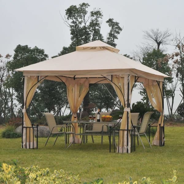 Rootz Castile Garden Gazebo - Sort, Brun - Metal, Polyester - 118,11 cm x 118,11 cm x 108,27 cm
