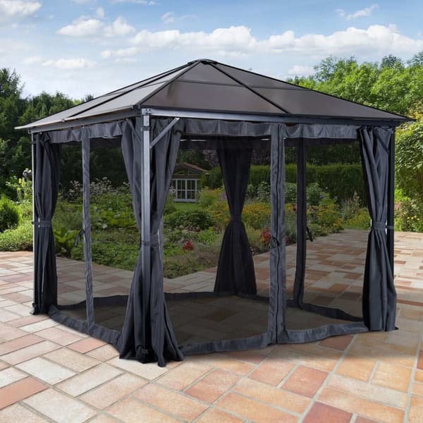 Rootz Pavilion Garden - Brun, Grå - Aluminium, Polyester, Jern - 118,11 cm x 118,11 cm x 104,33 cm