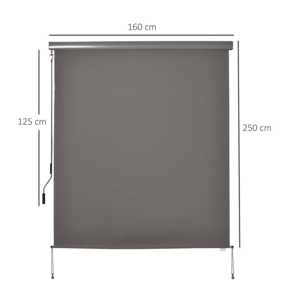 Rootz Vertikal Markis Aluminium med Handvev - Grå - Aluminium, Polyester - cm x 62,99 cm x 98,42 cm
