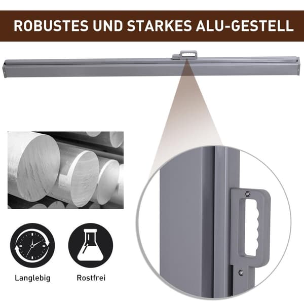 Rootz New Side Markise Privacy Screen Solbeskyttelse - Grå - Aluminium, Polyester, Metal - 118,11 cm x cm x 78,74 cm