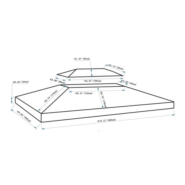 Rootzin vaihtokatto metallipuutarhapaviljonkiin - Terra - Polyesteri - 118,11 cm x 157,48 cm x cm