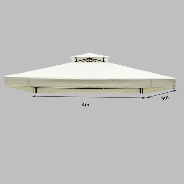 Rootzin vaihtokatto metallipuutarhahuvimajaan - Kermanvärinen - Polyesteri - 118,11 cm x 157,48 cm x cm