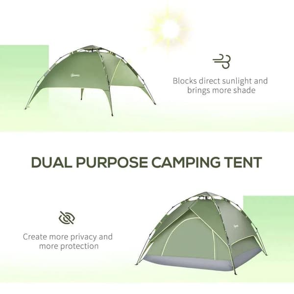Rootz Camping Tent - Double Tent - Family Tent - Automatic Pop Up - Tent - Dark Green - 210 X 210 X 140 cm