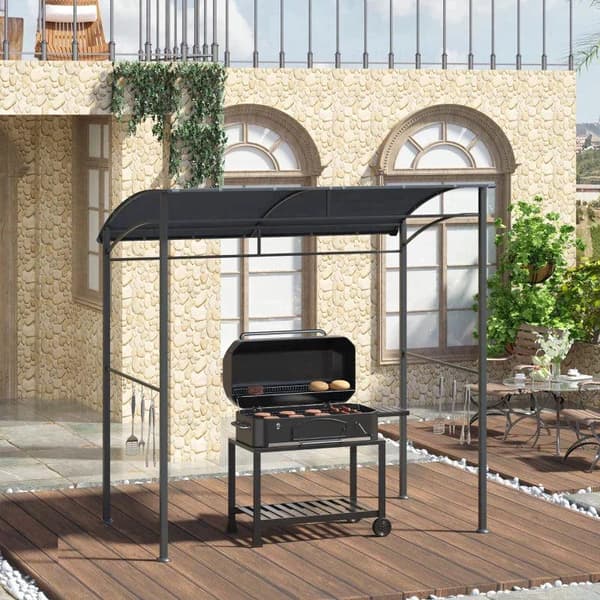 Rootz BBQ Gazebo - BBQ Canopy - Regnslag - Redskabskrog - Stålramme - Grå - 215 x 150 x 174/220 cm