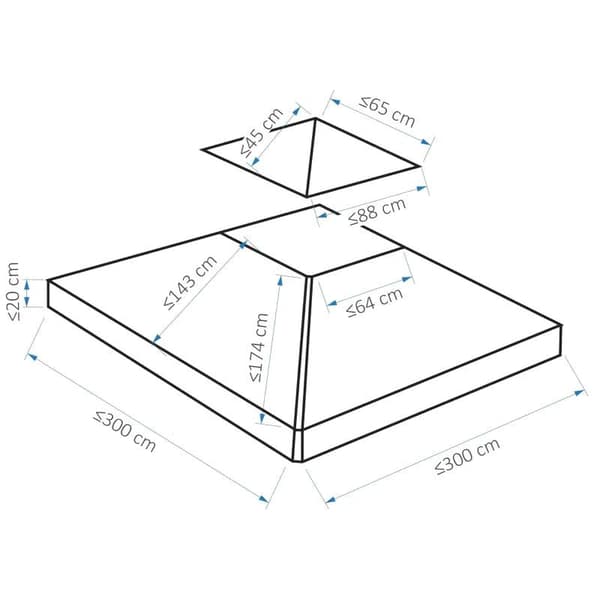 Rootz Replacement Roof - Gazebo Roof - Metal Gazebo - Garden Gazebo - Party Tent - Garden Tent - Charcoal Grey - 3x3 m