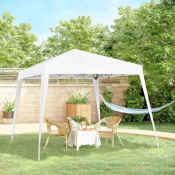 Rootz Folding Gazebo - Folding Pavilion - Folding Tent - Party Tent - Steel White - 2.4x2.4m