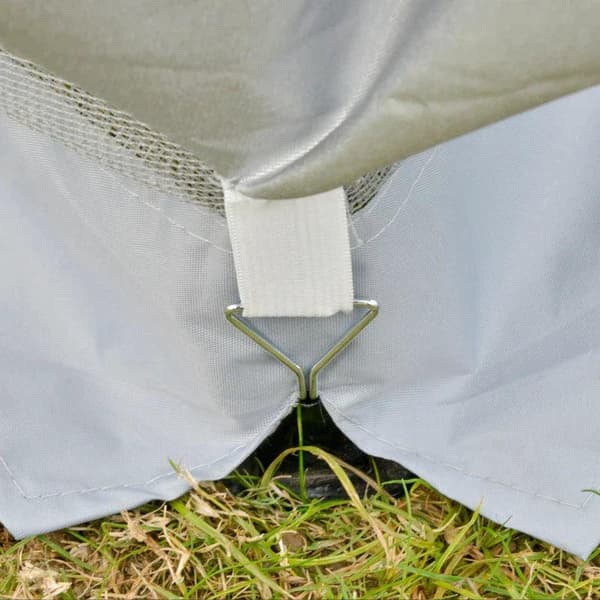 Rootz Folding Pavilion - Pop-up Tent - Garden Pavilion - Roller Bag - Steel + Oxford + Mesh - Grey - 3.64 x 3.64 x 2.94 m