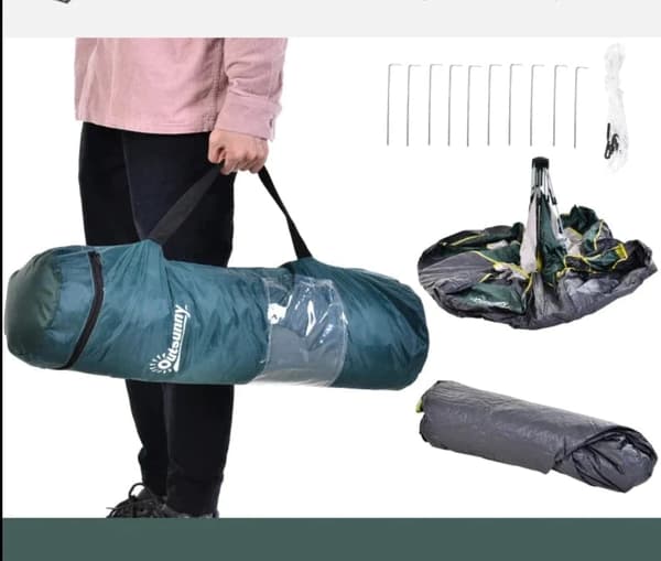 Rootz Camping Tent - 3 Person Tent - Dome Tent - Weatherproof Cover Protects Tent - Tent With Pegs - Outdoor Shelter - Polyester Material - Green - 20