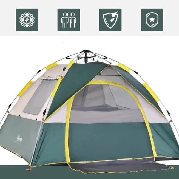 Rootz Camping Tent - 3 Person Tent - Dome Tent - Weatherproof Cover Protects Tent - Tent With Pegs - Outdoor Shelter - Polyester Material - Green - 20