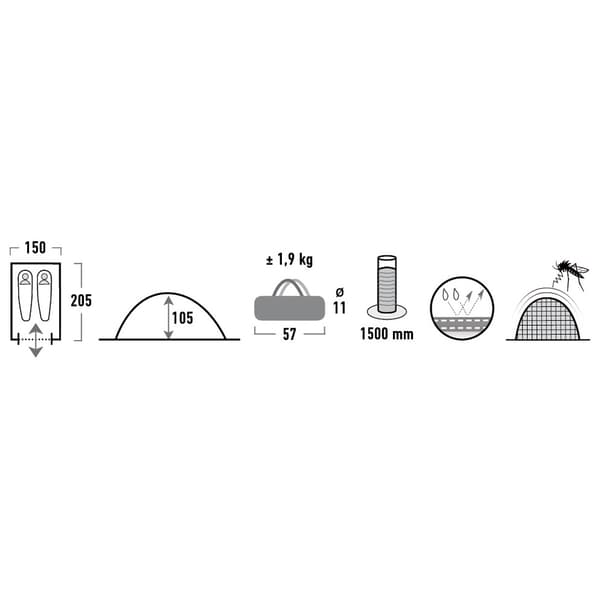 High Peak Monodome Blue, Grey Dome/Igloo tent