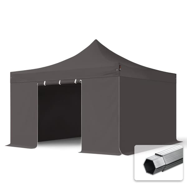 4x4m snabbtält paviljong Aluminium mörkgrå