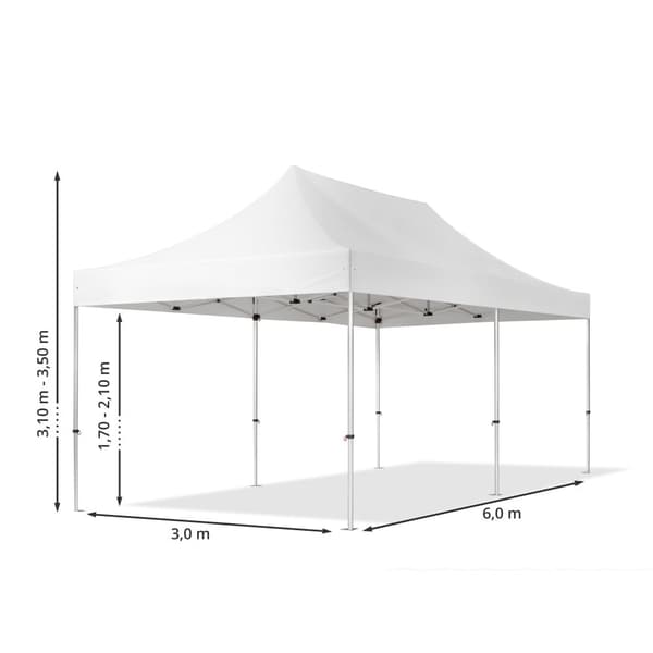 3x6m snabbtält paviljong Aluminium vit