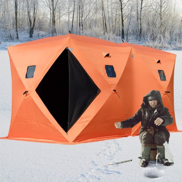360x180x205cm 8-personers isfisketält, hållbara material, användarvänlig design, lätt att sätta upp, brett användningsområde