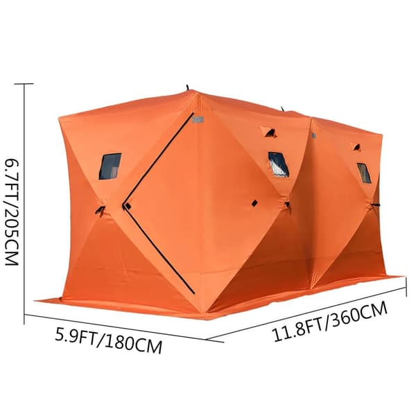 360x180x205cm 8-personers isfisketält, hållbara material, användarvänlig design, lätt att sätta upp, brett användningsområde