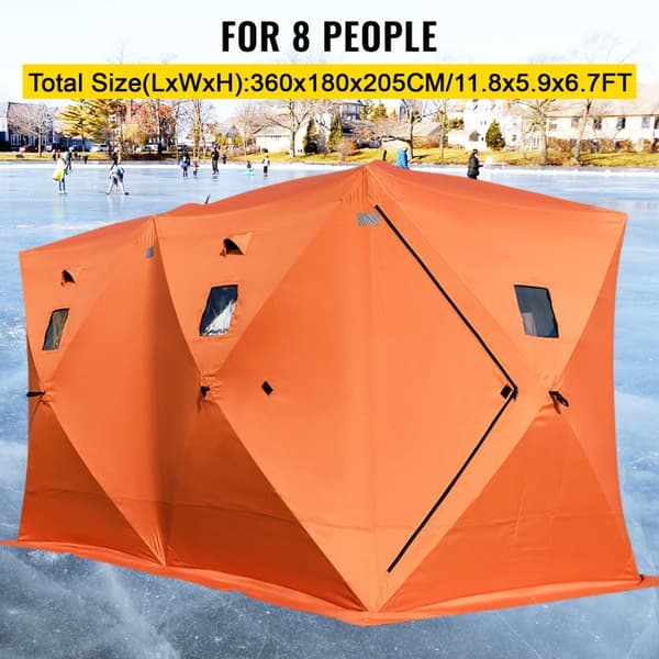 360x180x205cm 8-personers isfisketält, hållbara material, användarvänlig design, lätt att sätta upp, brett användningsområde