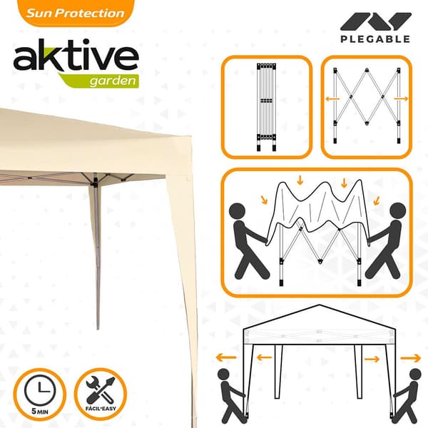 Aktive Sammenfoldelig Lysthus 300x300x240 Cm Beige