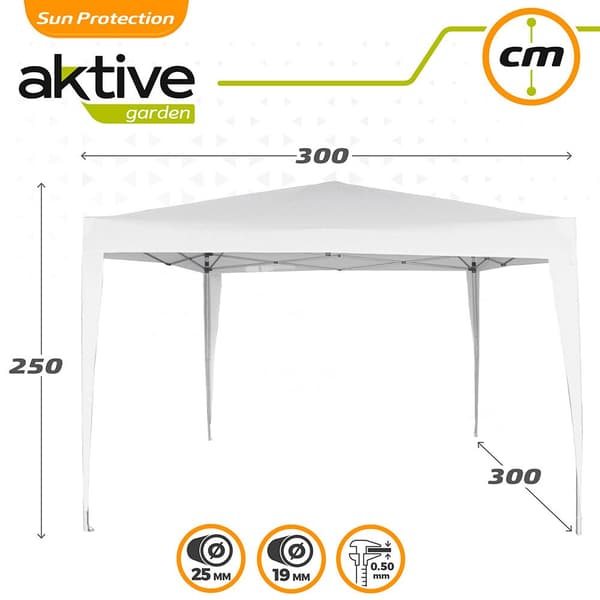 Aktive Kokoontaittuva Huvimaja Suojaus 300x300x240 Cm Uv50 Valkoinen