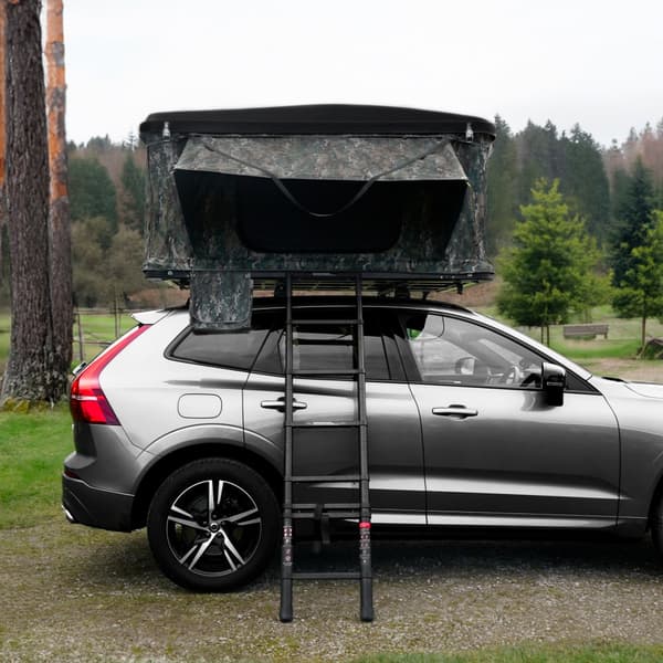 Car Roof Tent Large Tent Hard Shell Gas Assisted Pop-up Bed for 2-3 People 3000mm Waterproof Camping Ladder 5.5cm Mattress Anti-Condensation