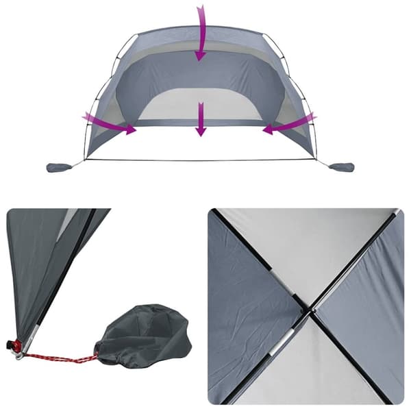 vidaXL Strandtelt grå 274x178x170/148 cm 185T polyester