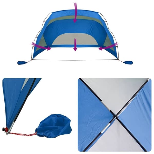vidaXL Rantateltta taivaansininen 274x178x170/148 cm 185T polyesteri