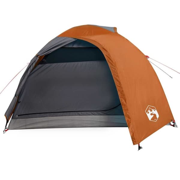 vidaXL 4-personers campingtelt vandtæt grå og orange