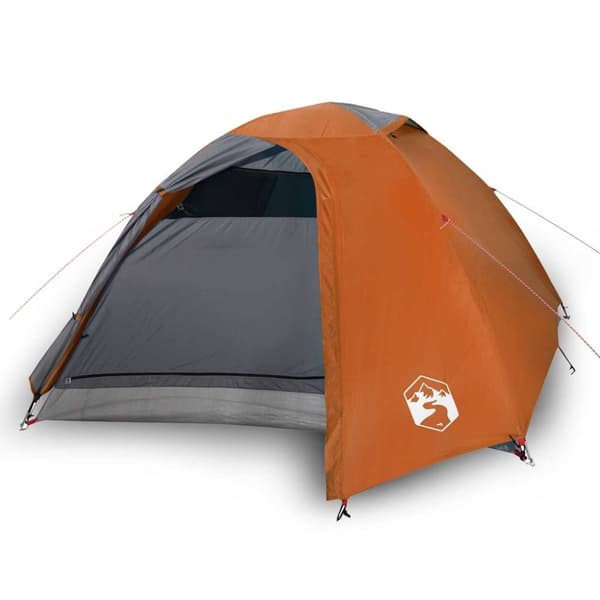 vidaXL 4-personers campingtelt vandtæt grå og orange