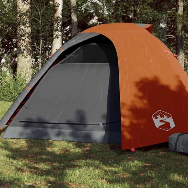 vidaXL 4-personers campingtelt vandtæt grå og orange