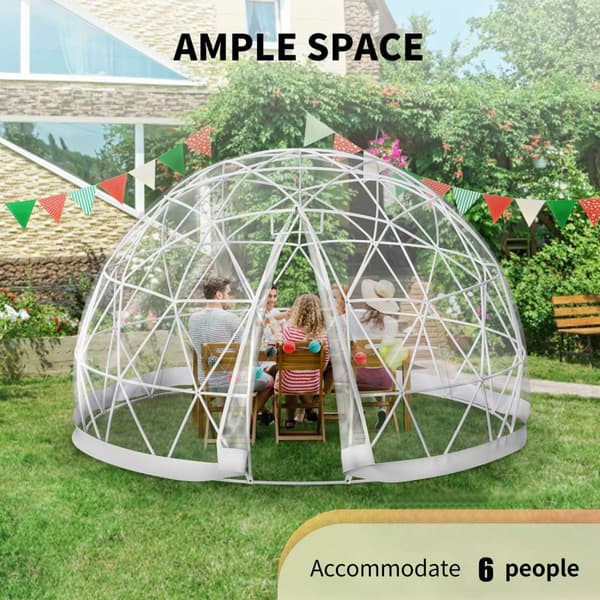 12ftx12ftx7,2ft genomskinligt bubbeltält med ventilation, högkvalitativa material, stort inre utrymme, vindtät, vattentät, bra stabilitet